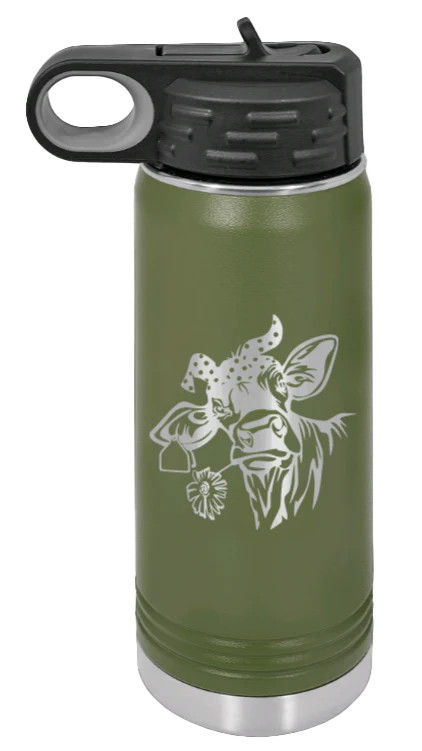 Cow With Bandana - 20oz Water Bottle Laser Engraved - Image 10