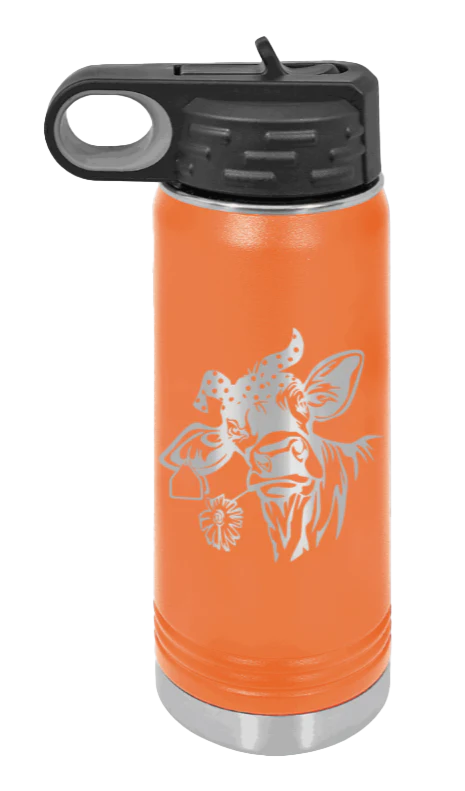 Cow With Bandana - 20oz Water Bottle Laser Engraved - Image 11