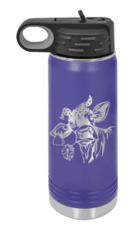 Cow With Bandana - 20oz Water Bottle Laser Engraved - Image 13