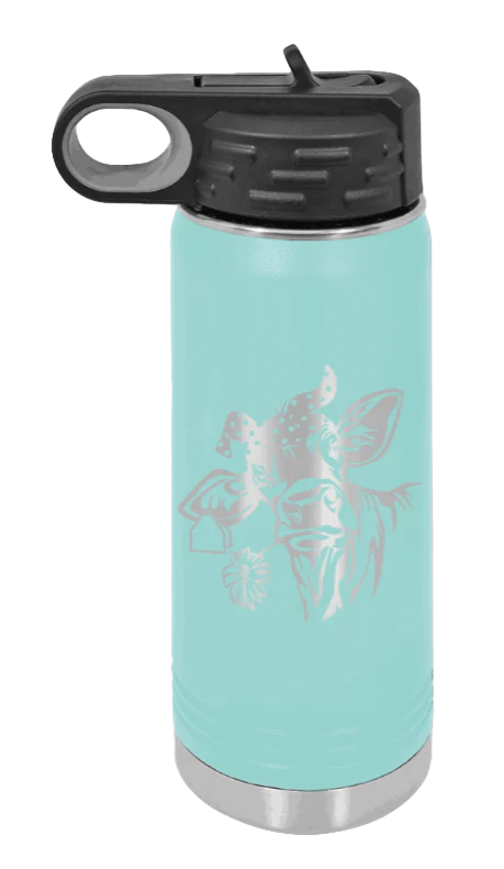 Cow With Bandana - 20oz Water Bottle Laser Engraved - Image 15