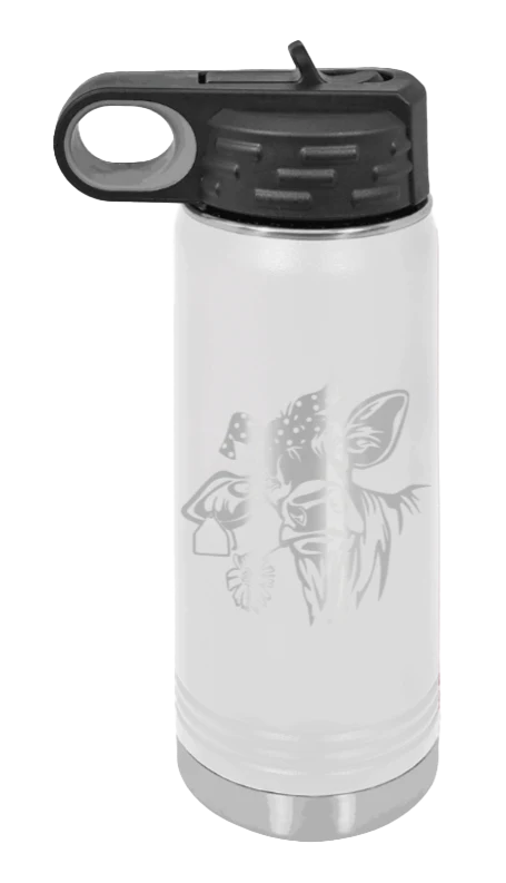 Cow With Bandana - 20oz Water Bottle Laser Engraved - Image 16