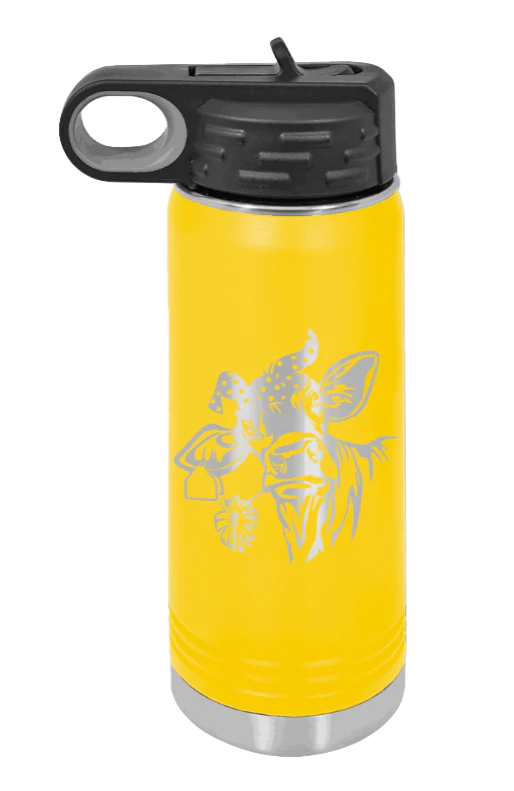 Cow With Bandana - 20oz Water Bottle Laser Engraved - Image 17