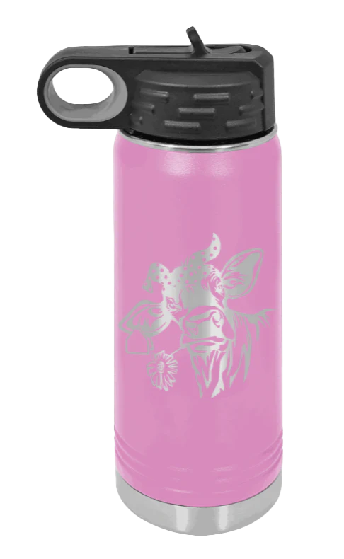 Cow With Bandana - 20oz Water Bottle Laser Engraved - Image 7