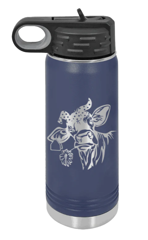 Cow With Bandana - 20oz Water Bottle Laser Engraved - Image 9