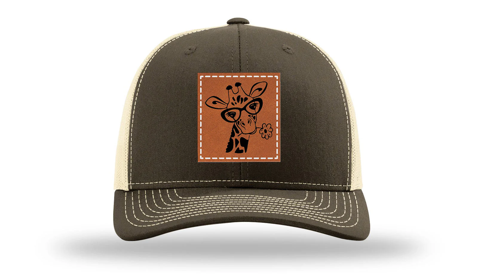 Giraffe with Daisy Leather Patch Richardson 112 Hat - Image 17