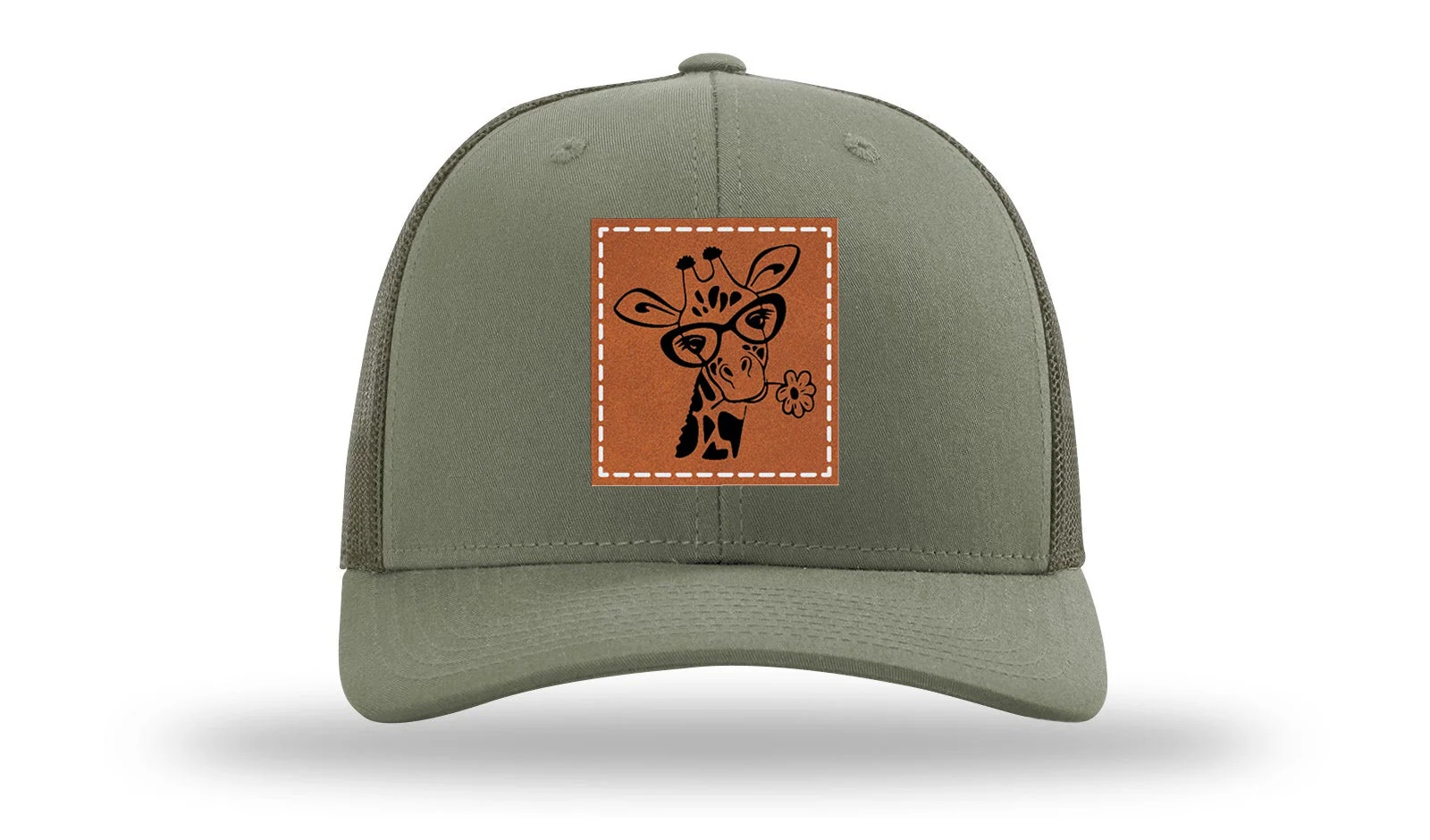 Giraffe with Daisy Leather Patch Richardson 112 Hat - Image 3