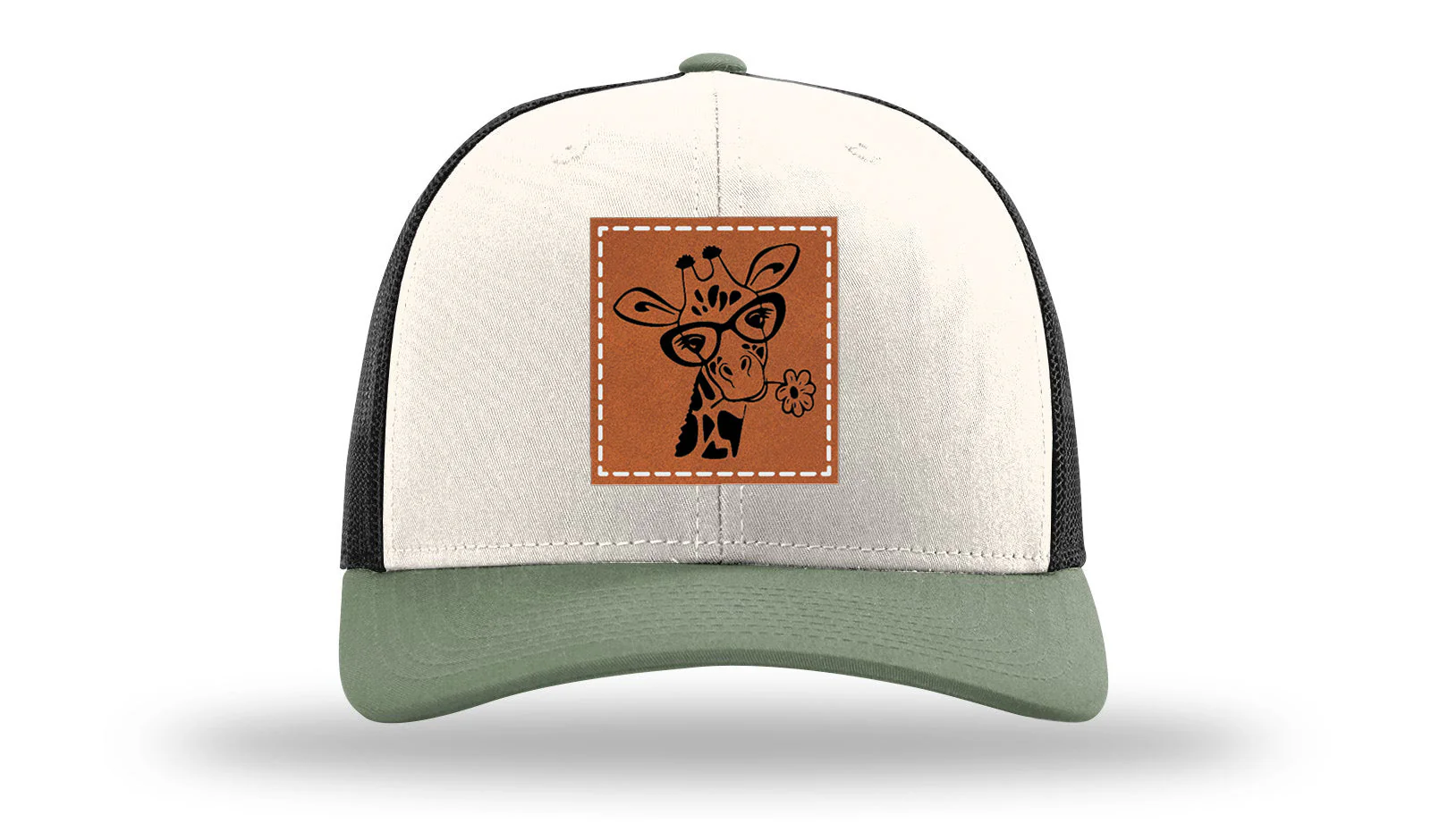 Giraffe with Daisy Leather Patch Richardson 112 Hat - Image 35