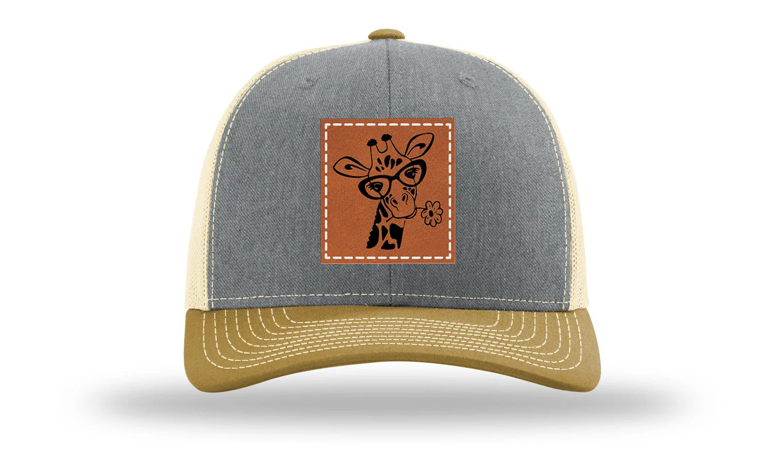 Giraffe with Daisy Leather Patch Richardson 112 Hat - Image 37