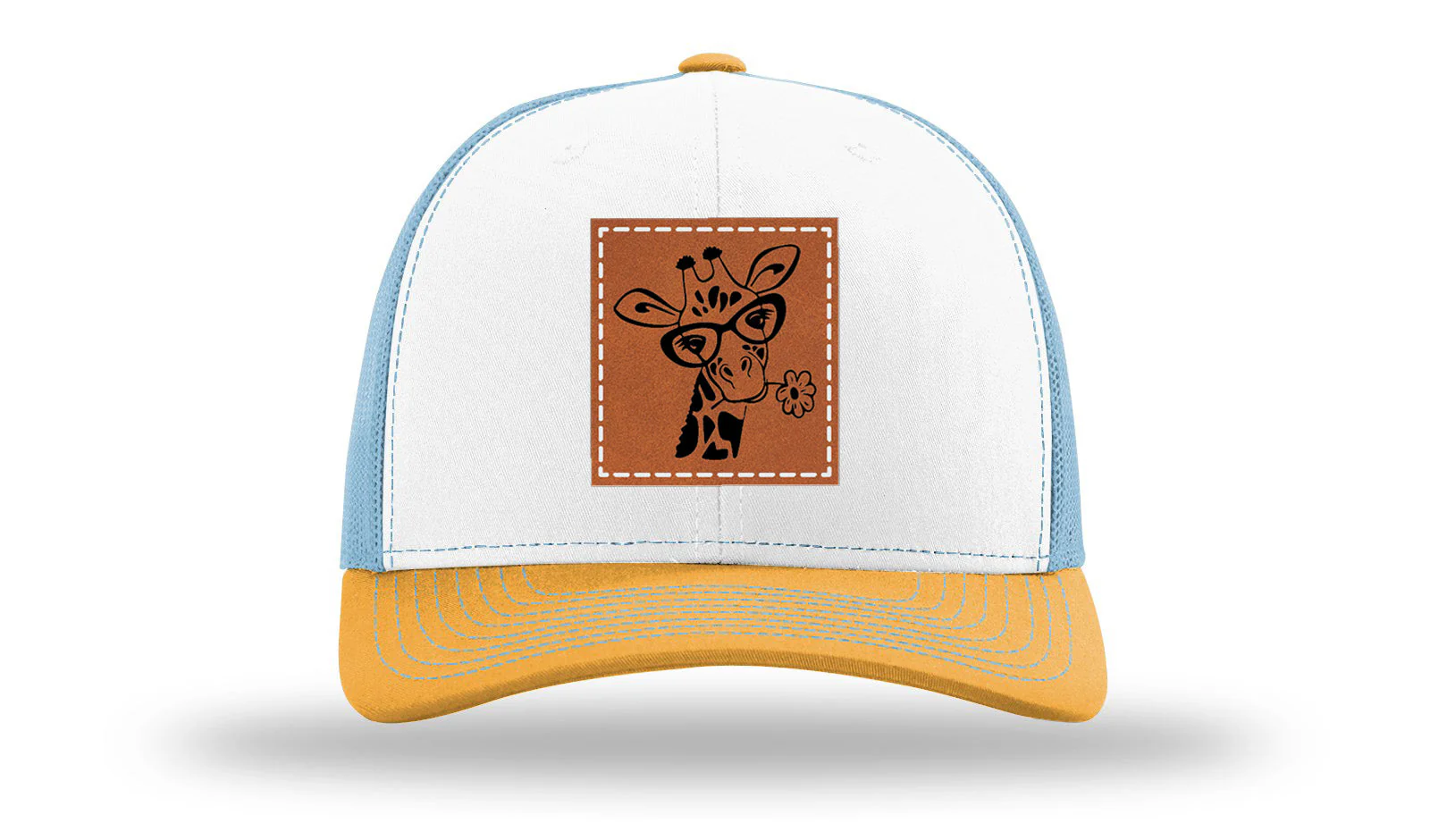 Giraffe with Daisy Leather Patch Richardson 112 Hat - Image 43