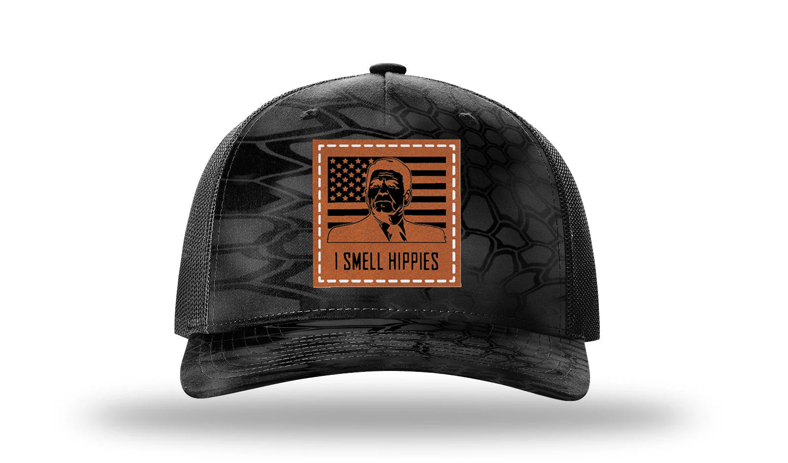 I Smell Hippies Leather Patch Richardson 112PFP Hat - Image 10