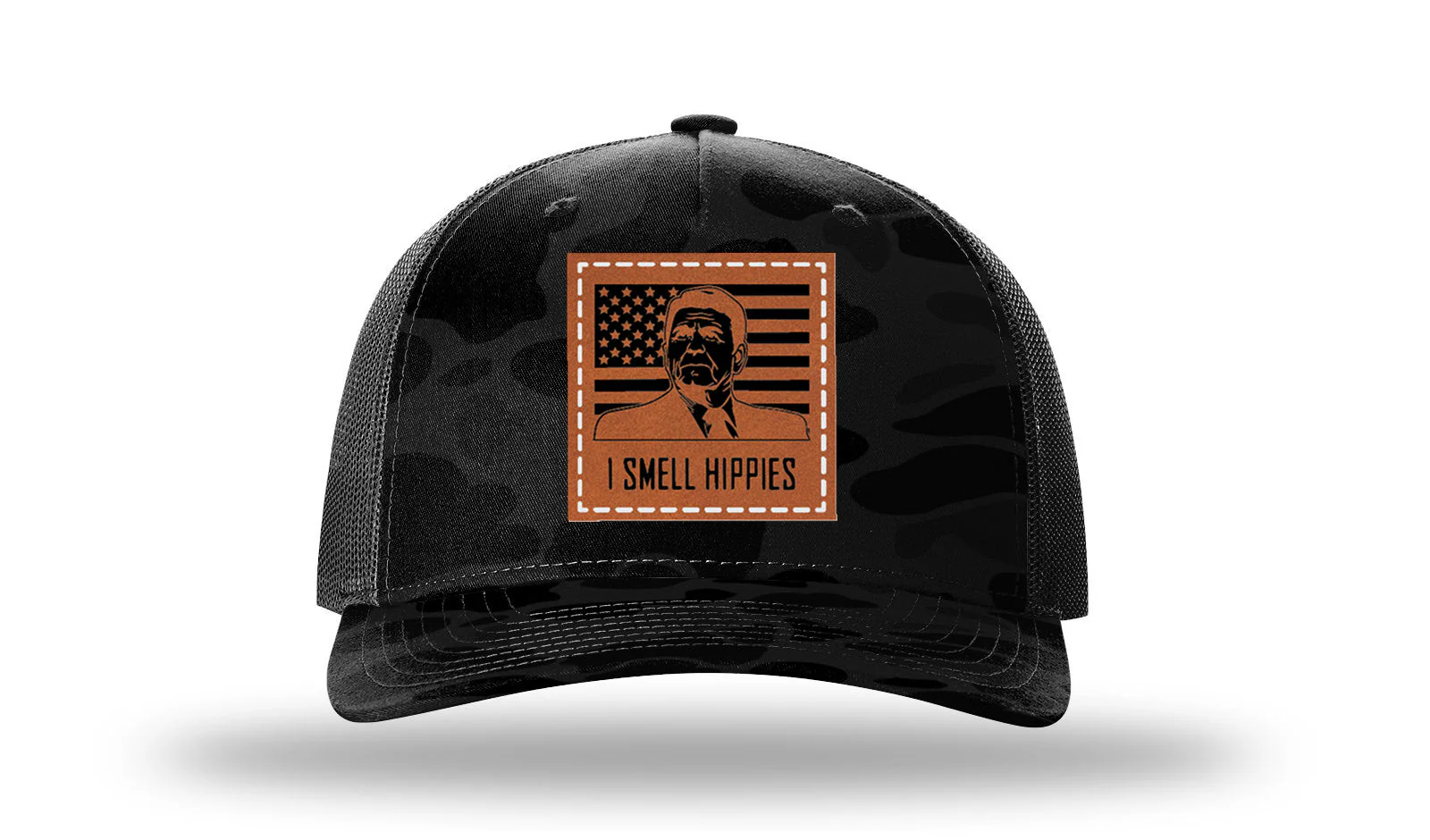 I Smell Hippies Leather Patch Richardson 112PFP Hat - Image 15