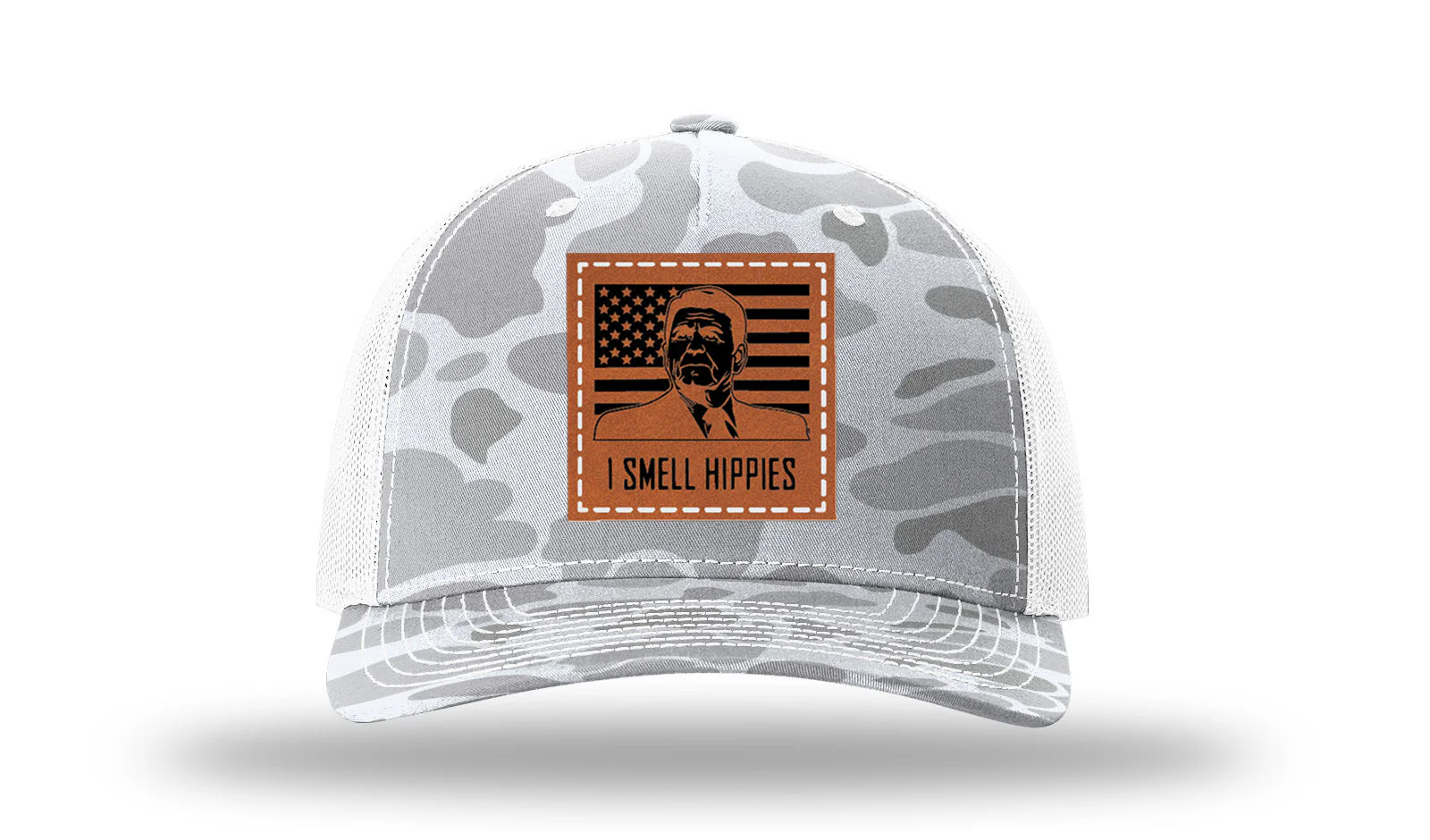 I Smell Hippies Leather Patch Richardson 112PFP Hat - Image 4