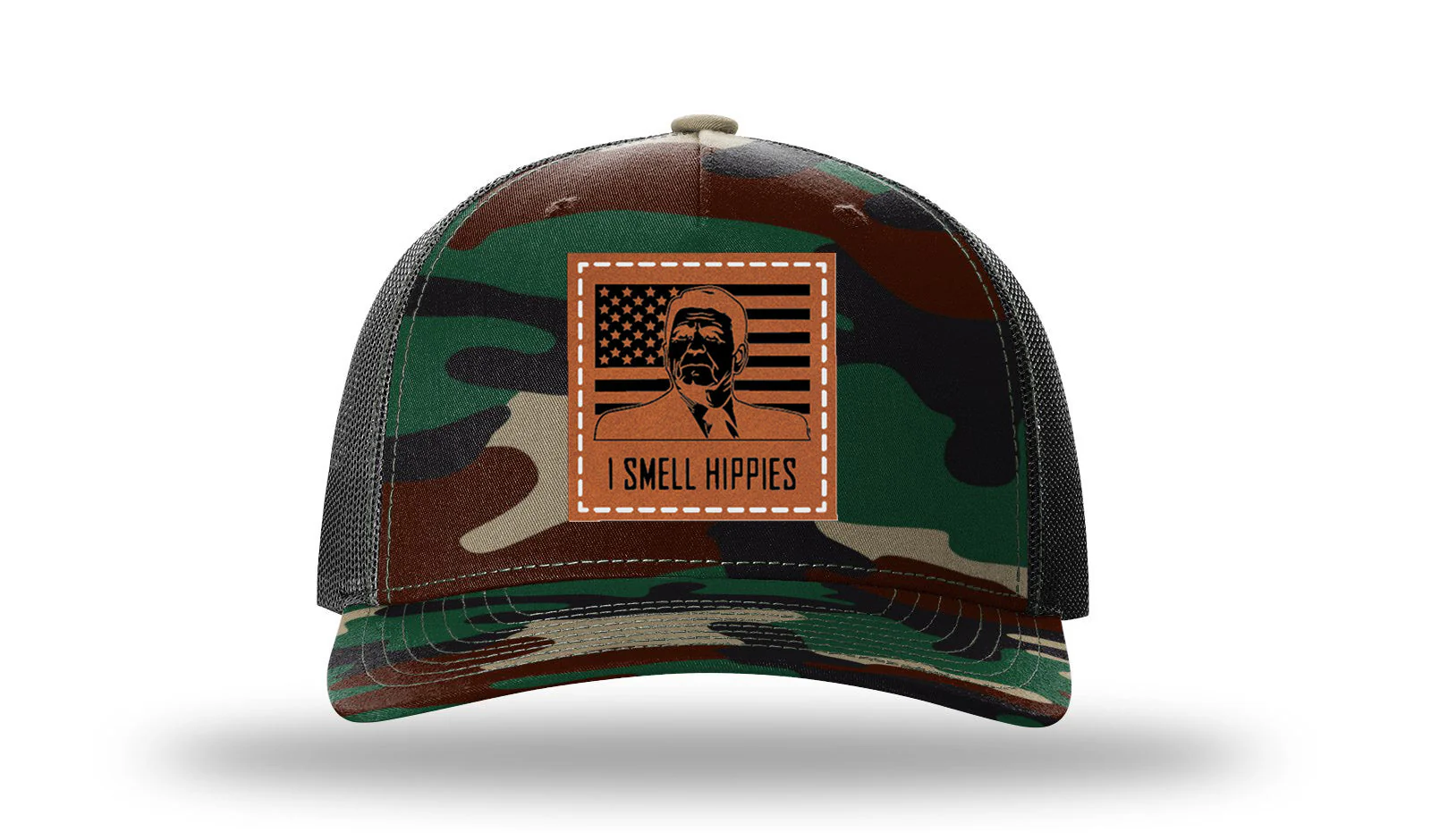 I Smell Hippies Leather Patch Richardson 112PFP Hat - Image 6