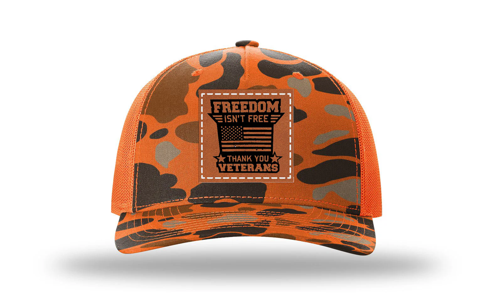 Freedom Isn't Free 2 Leather Patch Richardson 112PFP Hat - Image 3