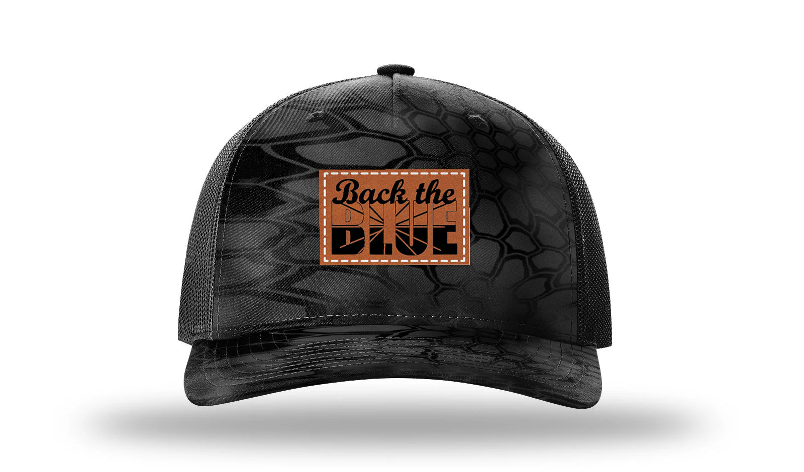 Back The Blue Leather Patch Richardson 112PFP Hat - Image 10