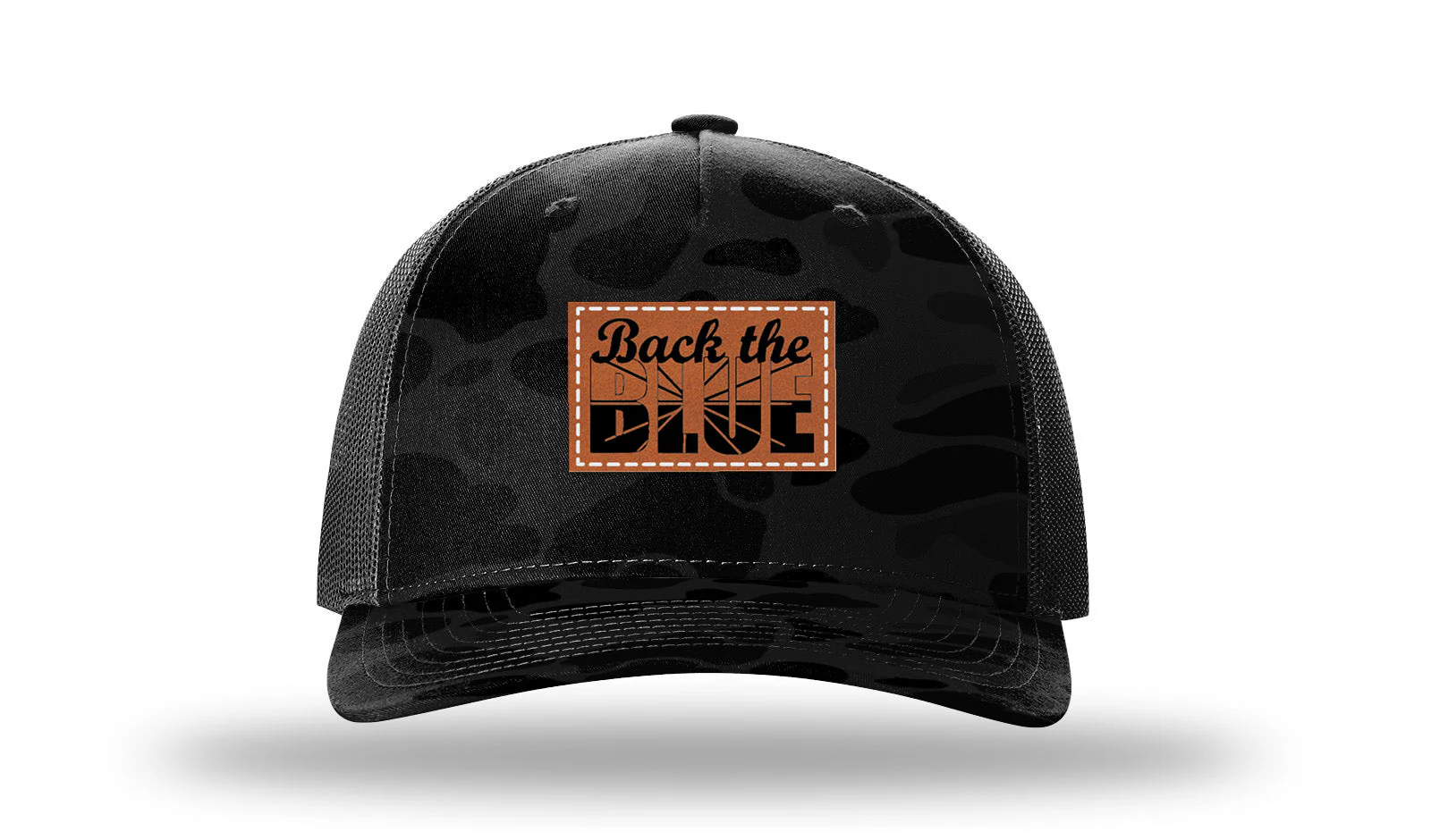 Back The Blue Leather Patch Richardson 112PFP Hat - Image 15