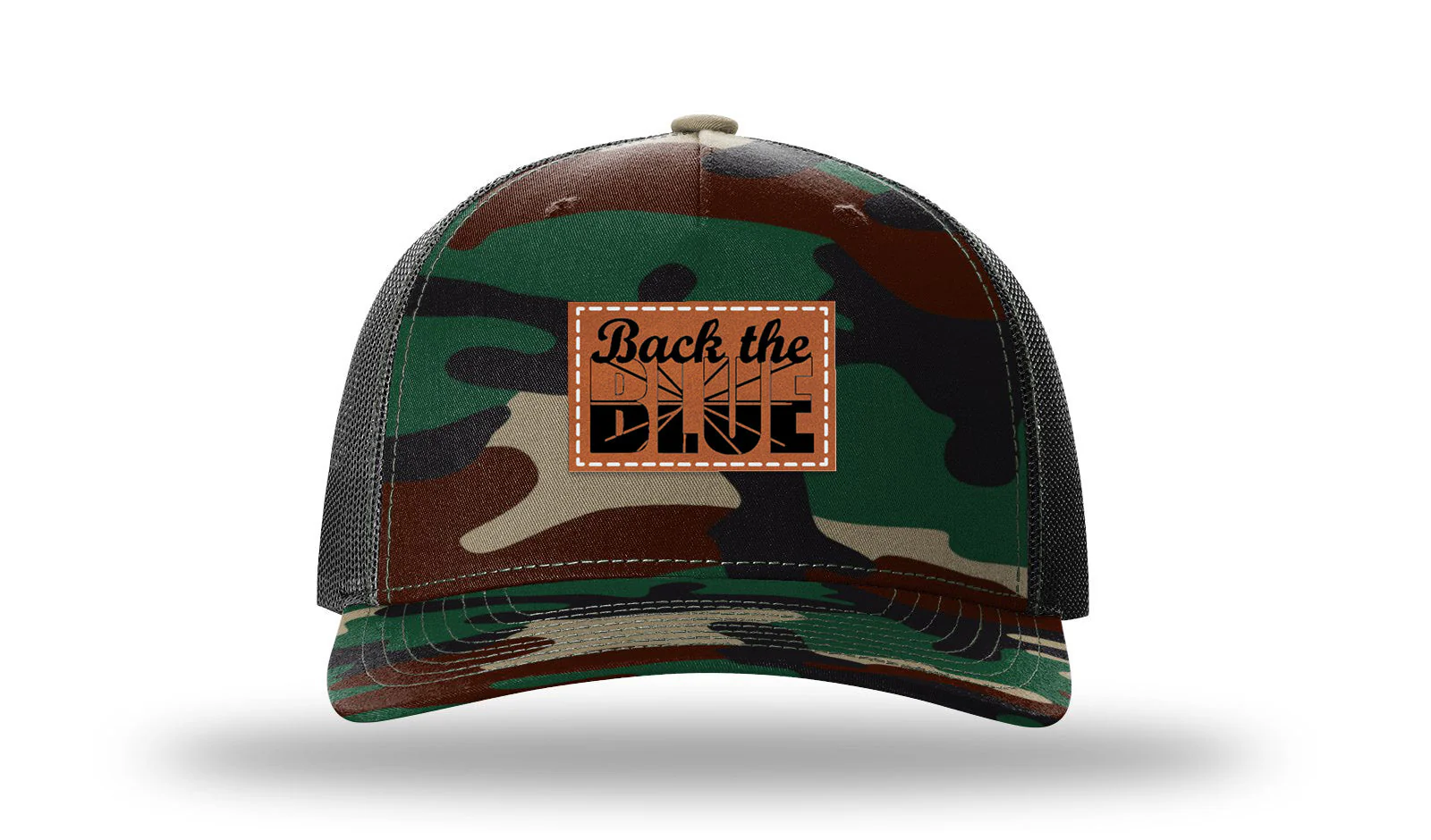 Back The Blue Leather Patch Richardson 112PFP Hat - Image 6