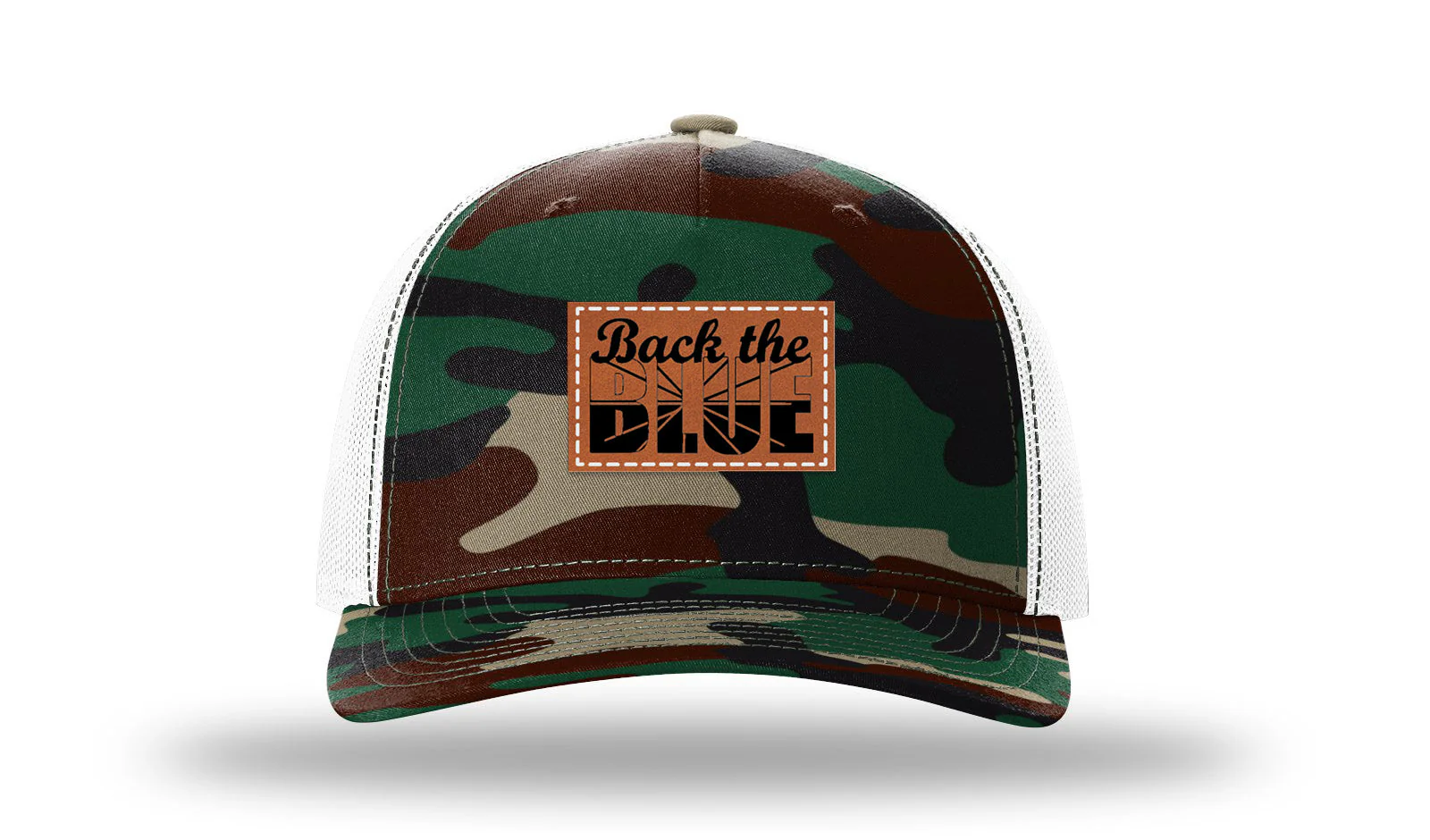 Back The Blue Leather Patch Richardson 112PFP Hat - Image 7